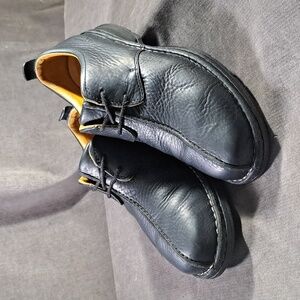 UGG Australia 5527 Black Pebble Leather Split Toe Oxford Loafers VG- US 10